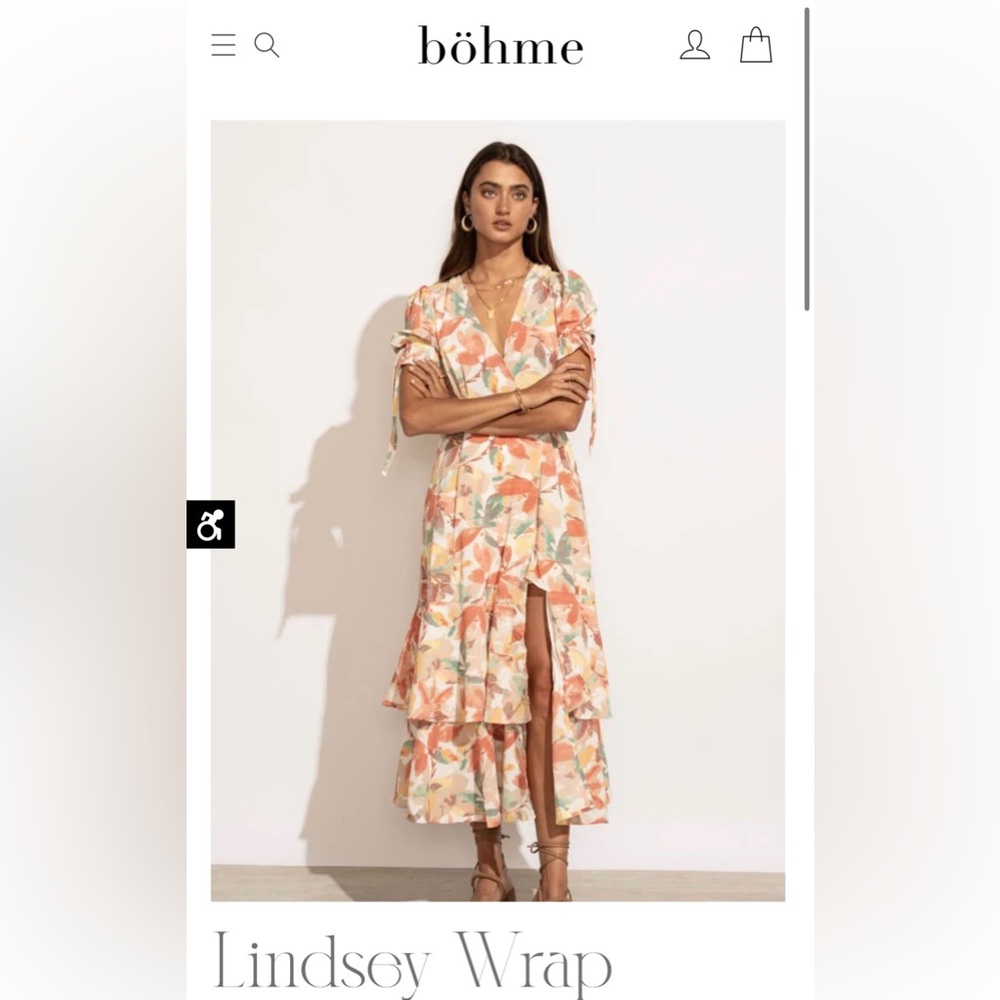 Loveriche Floral V-Neck Wrap Dress- originally from Bohme Size S
